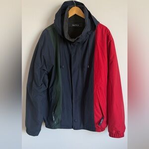 Nautica Men's Red, Black, and Green Windbreaker